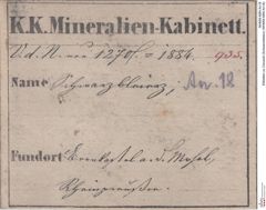 Etiketten zu Cerussit (Schwarzbleierz) (NHMW-MIN-An18)